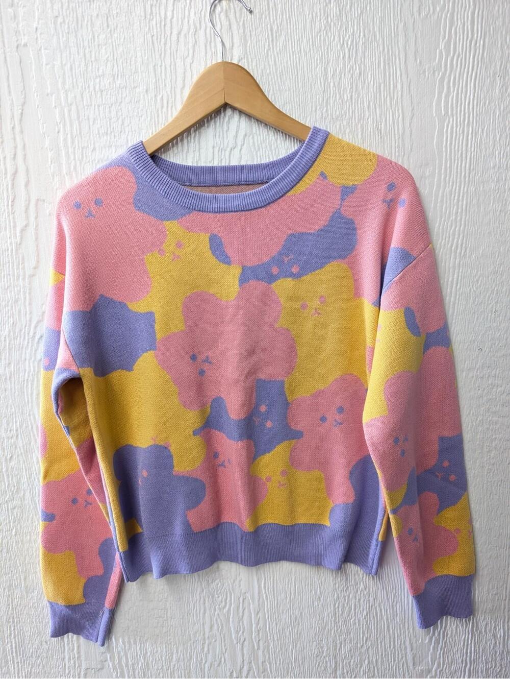 Unbranded Colorful Colorblock Pastel Gummy Bear Sweater Cute Kitsch Size Medium